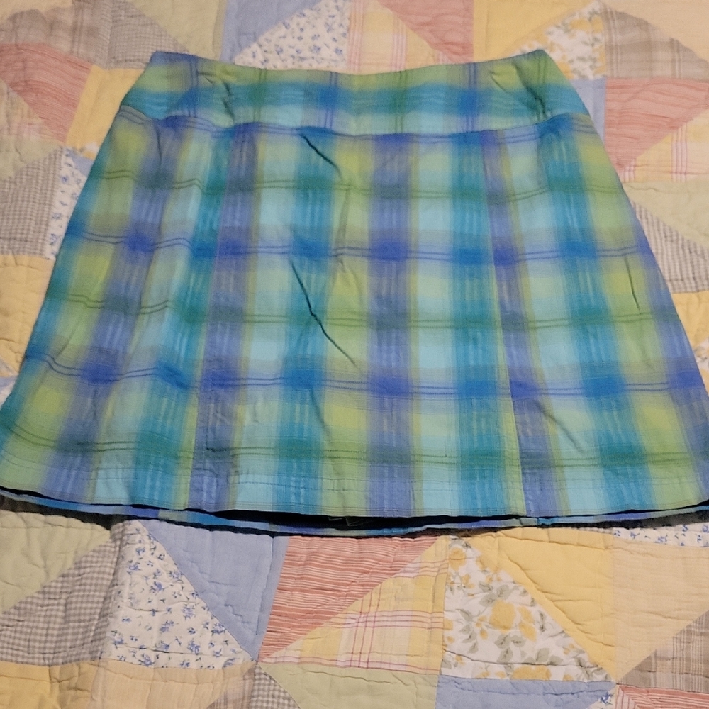 White Stag Blue and Green A-line Mini Skirt